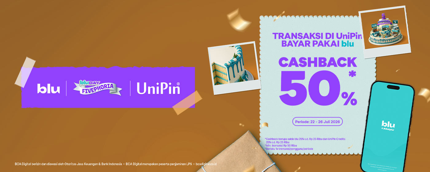 Spesial bluDay, Rayakan Bareng UniPin! Top Up dan Dapatkan Cashback 50.000!*